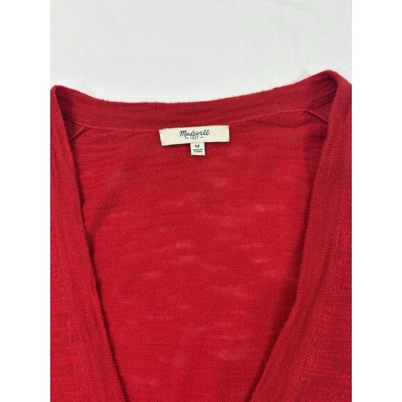 Madewell Women’s Red V-Neck Button-up Cardigan Size Medium - Picture 5 of 7